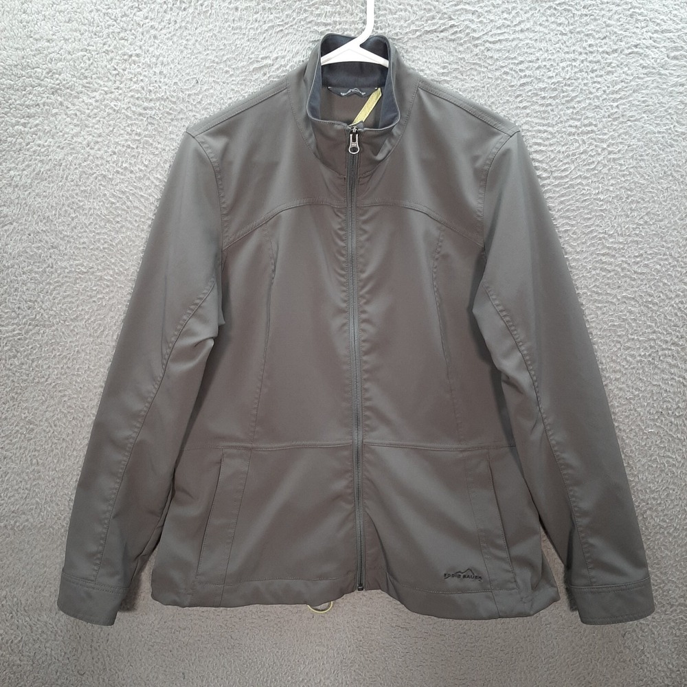 Eddie Bauer Jacket Womens Extra Large Gray Ripstop Windbreaker Stretch Outdoors‎